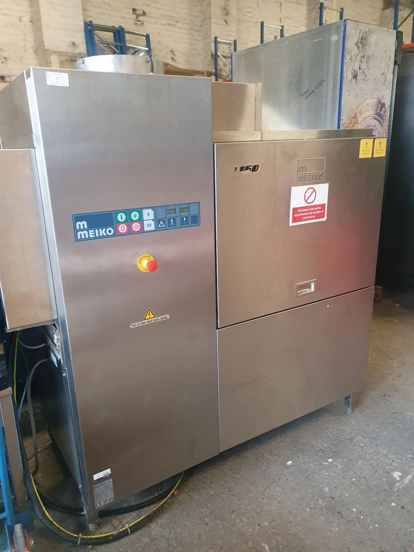 Meiko K 160 PI Pass Through Dishwasher with Roller Feed Table