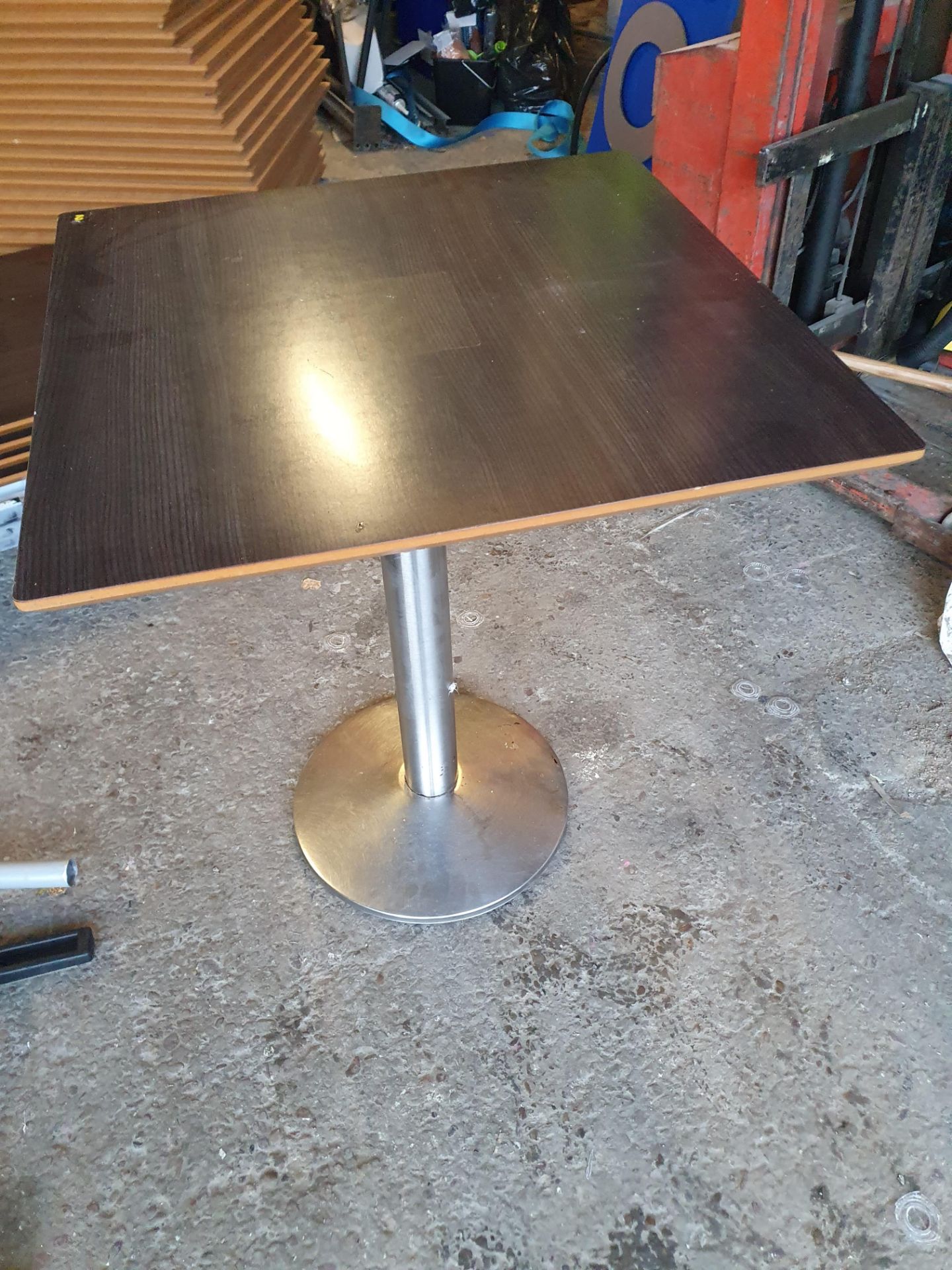 5 x Pedestal Base Tables with Dark Square Tops