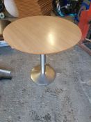 5 x Pedestal Base Tables with Round Tops - 3 Beech, 2 Lime