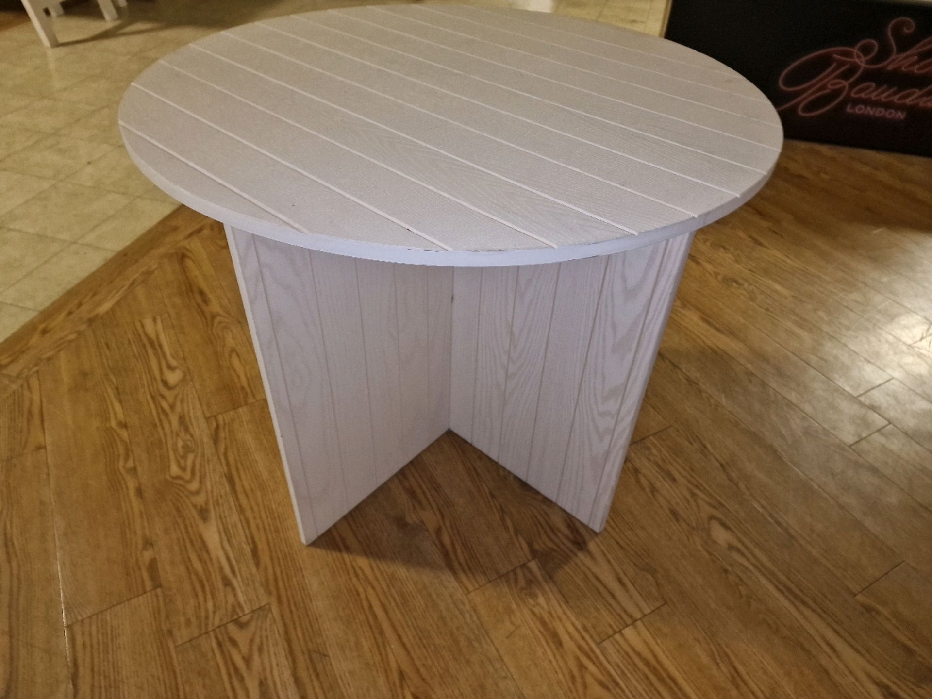 Wooden Round Slatted Table - Image 2 of 3