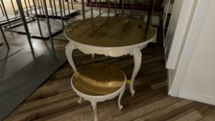 Round Wooden Tabld with Mirrored Top x2