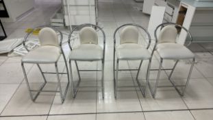 White Faux Leather Stools x4