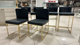 Gold Frame Navy Faux Leather Stools x6