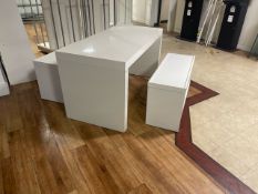 High Gloss Merchandise Table & 2 Benches