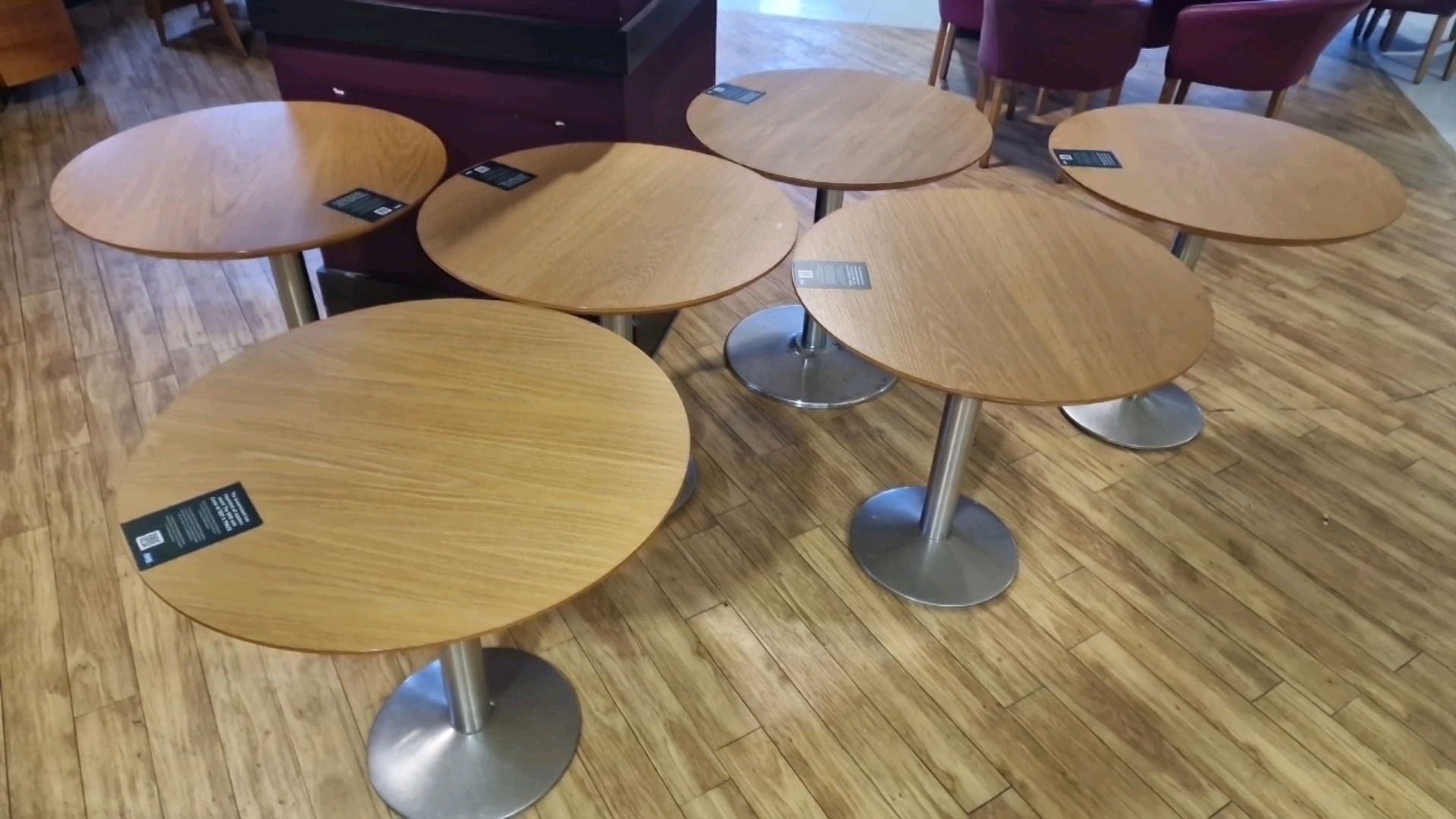 Round Wood Effect Table x6 - Image 3 of 3