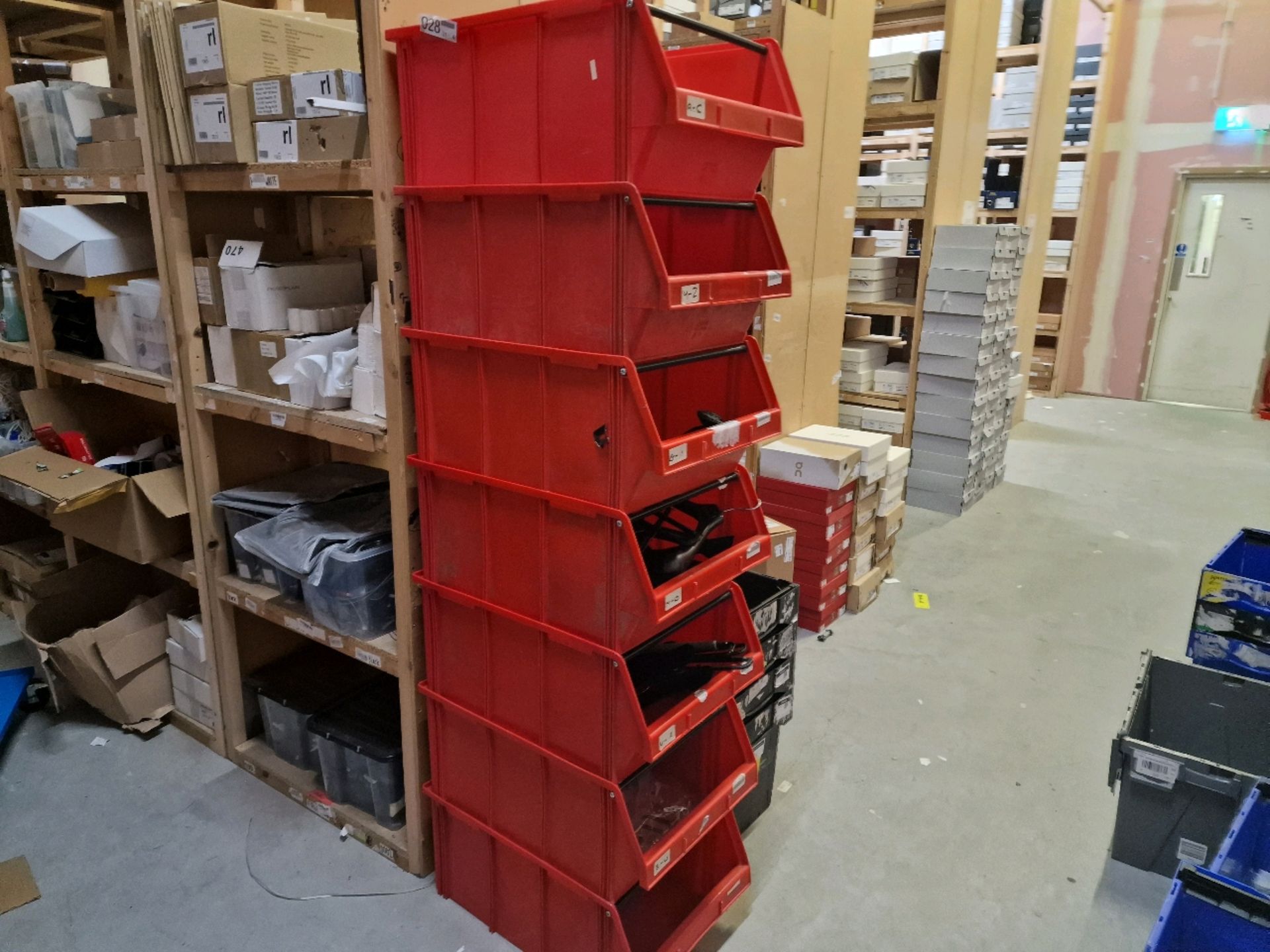 Plastic Red Storage Totes x9