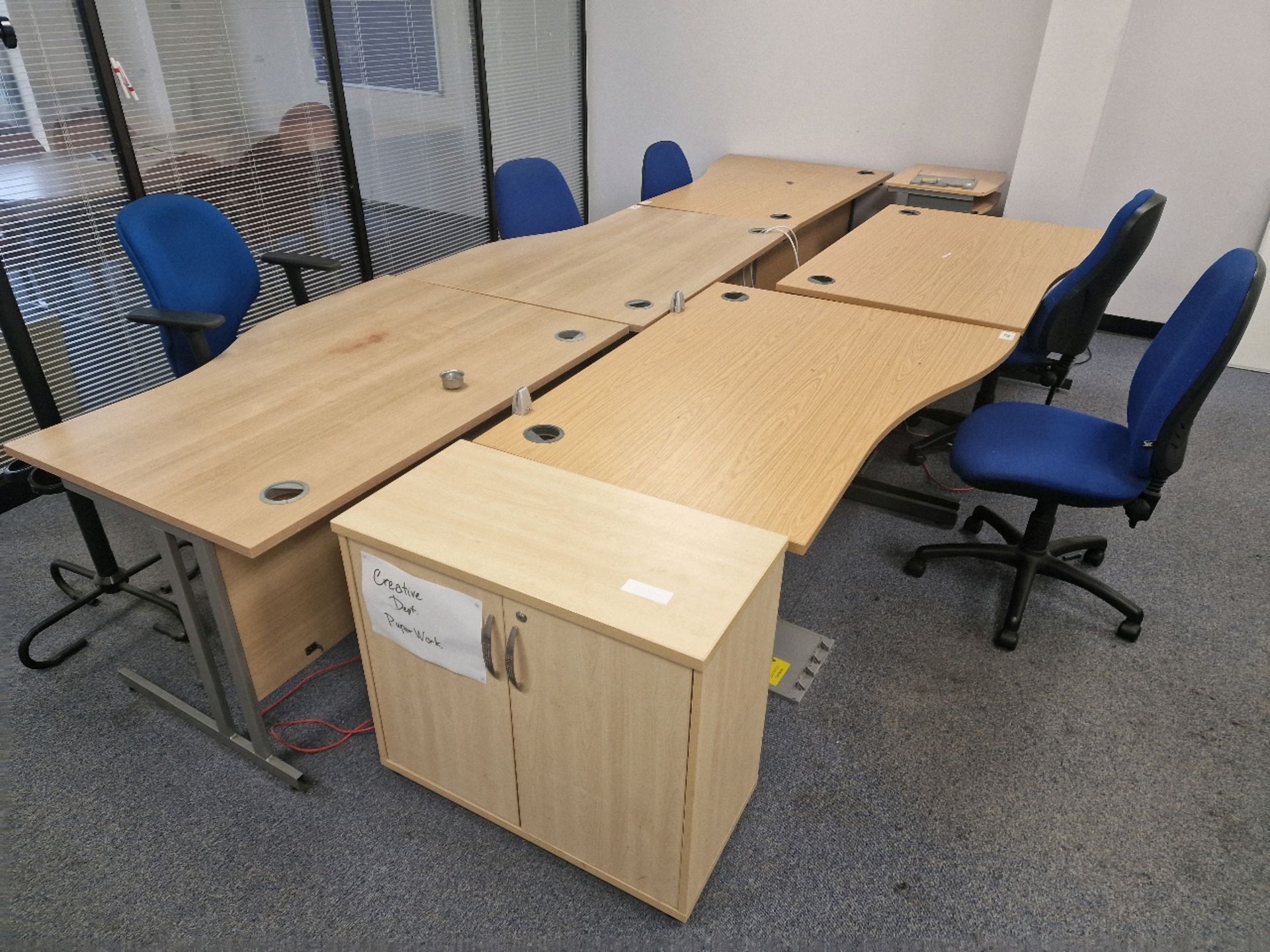 Wooden Effect Office Desks x5 With Office Chairs x5