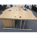Wooden Effect Office Desks x8 With Office Chairs x4
