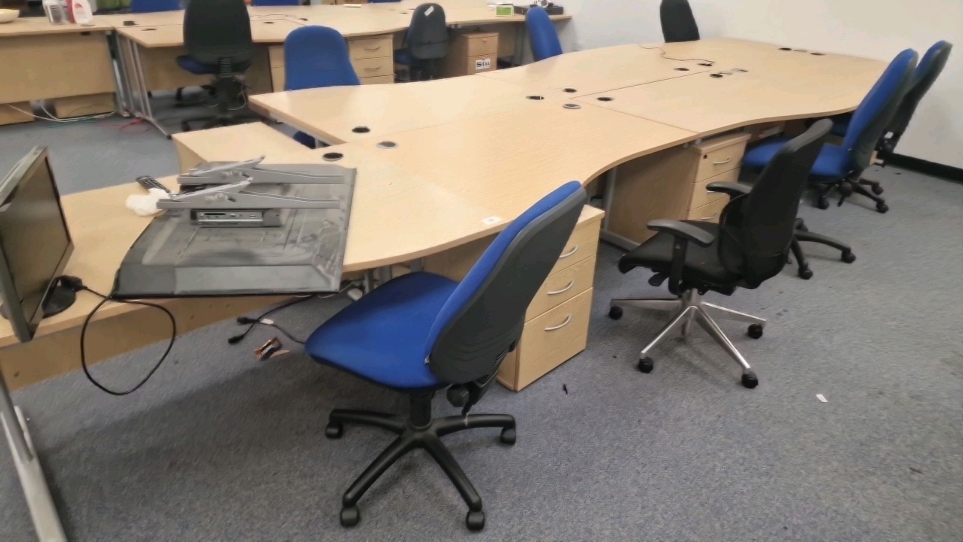 Wooden Effect Office Desks x7 With Office Chairs x7 - Image 2 of 3