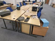 Wooden Effect Office Desks x7 With Office Chairs x8