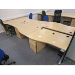 Wooden Effect Office Desks x6 With Office Chairs x4