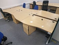 Wooden Effect Office Desks x6 With Office Chairs x4