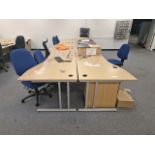 Wooden Effect Office Desks x8 With Office Chairs x6