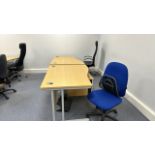 Wooden Effect Office Desks x2 With Office Chairs x2