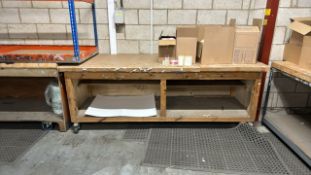 Mobile Wooden Work Benches x2