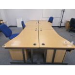Wooden Effect Office Desks x6 With Office Chairs x3