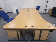 Wooden Effect Office Desks x6 With Office Chairs x3