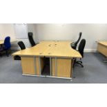 Wooden Effect Office Desks x4 With Office Chairs x4