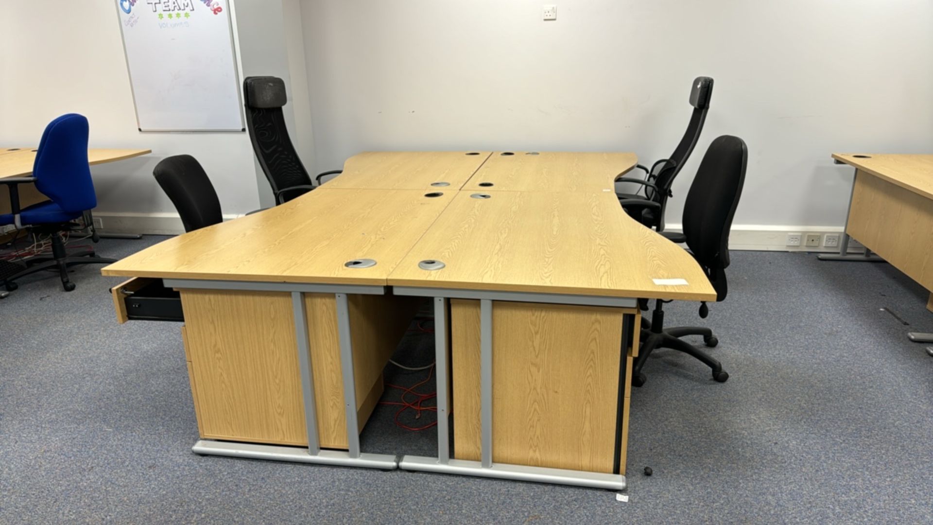 Wooden Effect Office Desks x4 With Office Chairs x4