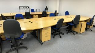 Wooden Effect Office Desks x8 With Office Chairs x7