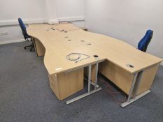 Wooden Effect Office Desks x6 With Office Chairs x2