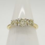 Classic 18ct yellow and white gold 0.90 carat graduated diamond 3-stone ring, certificated