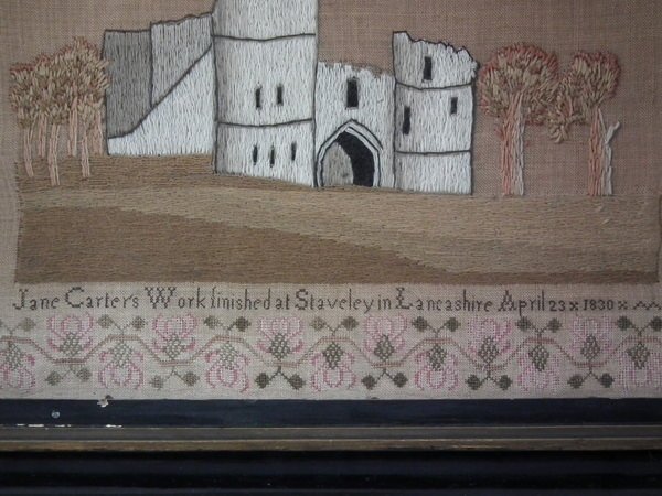 Needlework Sampler dated 1830 with Castle, by Jane Carter - Image 5 of 19