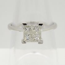 0.50 carat / VS invisible-set princess-cut diamond ring with WGI report