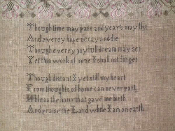 Needlework Sampler dated 1830 with Castle, by Jane Carter - Image 4 of 19