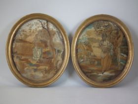 Pair of Georgian Antique Silkwork Embroideries