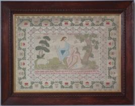 Antique Sampler, 1786, by Elizabeth Ross. Biblical Scene