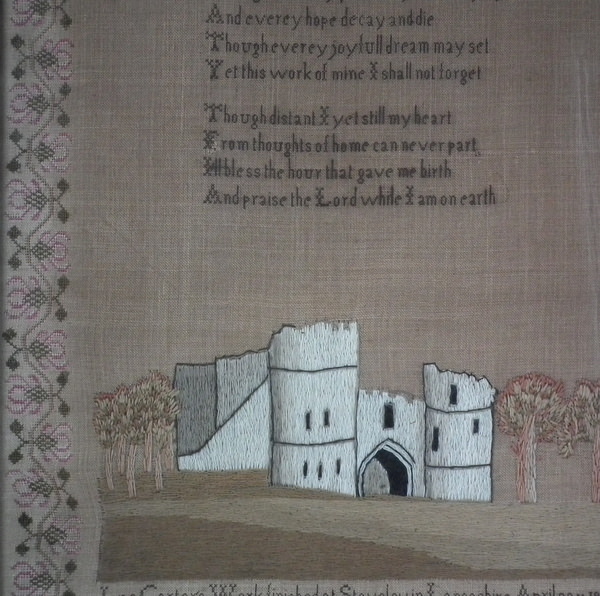 Needlework Sampler dated 1830 with Castle, by Jane Carter - Image 12 of 19