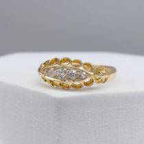Antique Victorian ring set with 0.35 carats old transitional cut diamonds (F-G / SI)