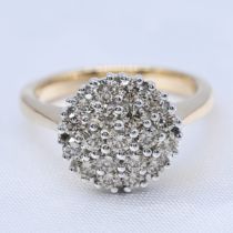 1.03 carat diamond layered cluster ring in yellow gold