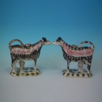 Pair Staffordshire Pearlware Pottery cow & milkmaid creamers