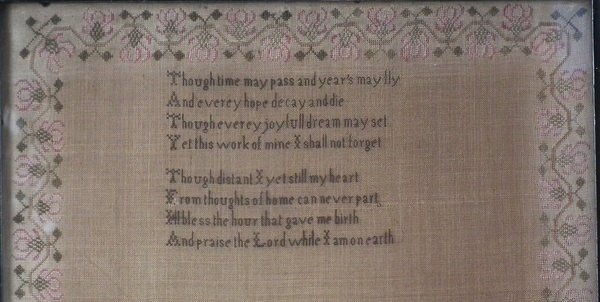 Needlework Sampler dated 1830 with Castle, by Jane Carter - Image 2 of 19
