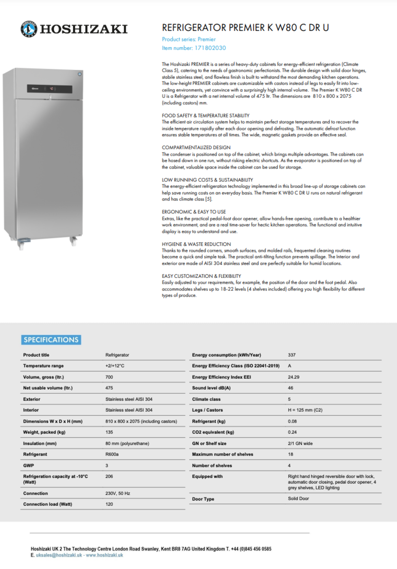 Premier KG W80 C DR U Refrigerator - Image 6 of 6