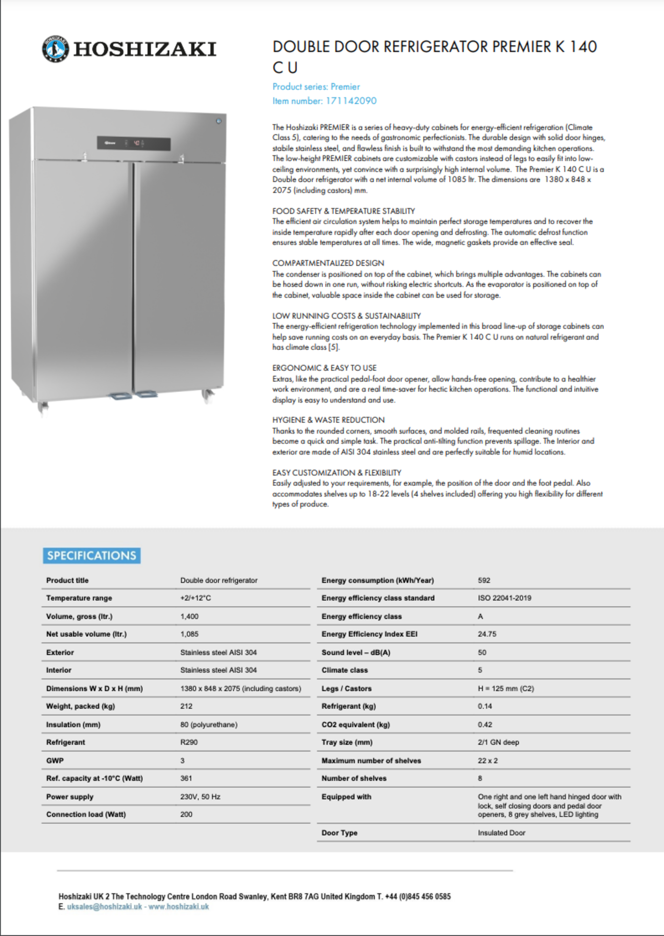 Premier K 140 C U Double Door Refrigerator - Image 8 of 8