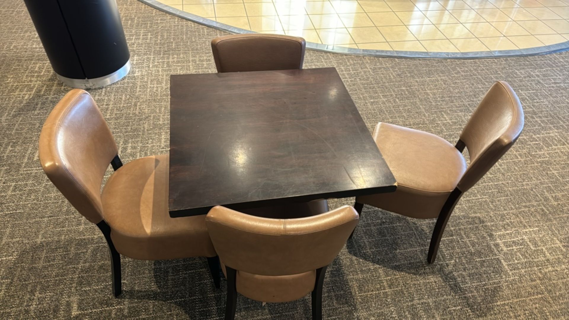 Square Table & Faux Leather Chairs x4 - Image 2 of 3