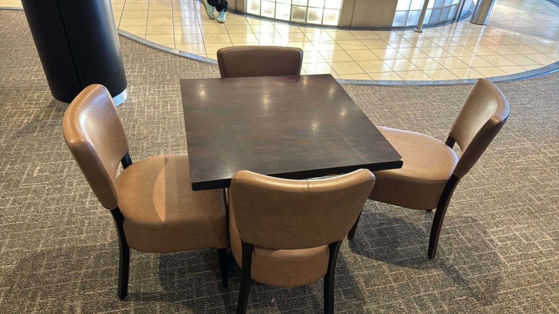 Square Table & Faux Leather Chairs x4