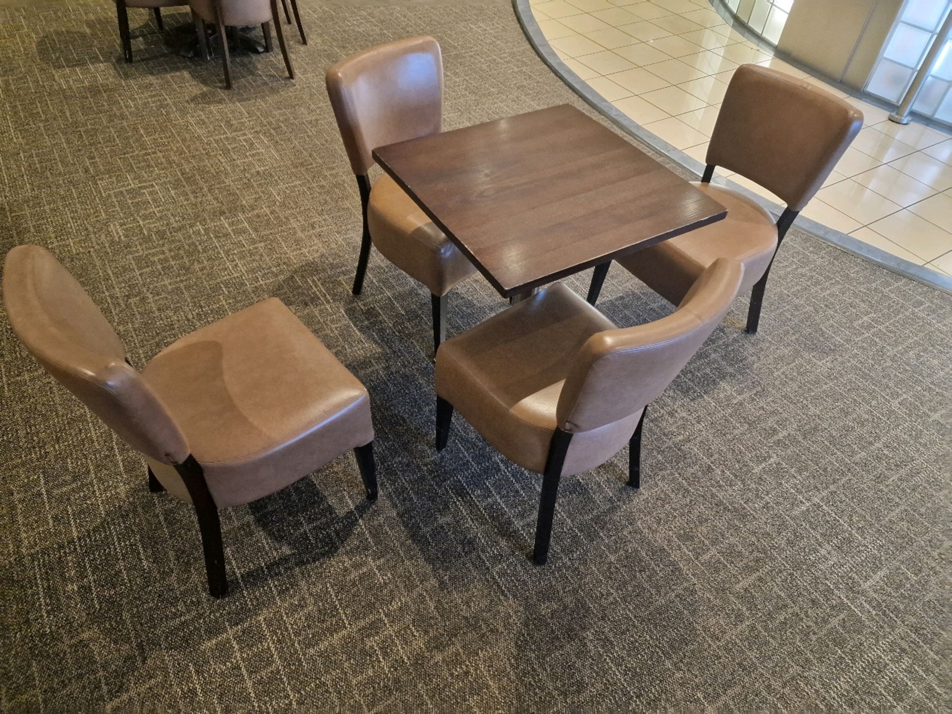 Square Table & Faux Leather Chairs x4 - Image 2 of 2