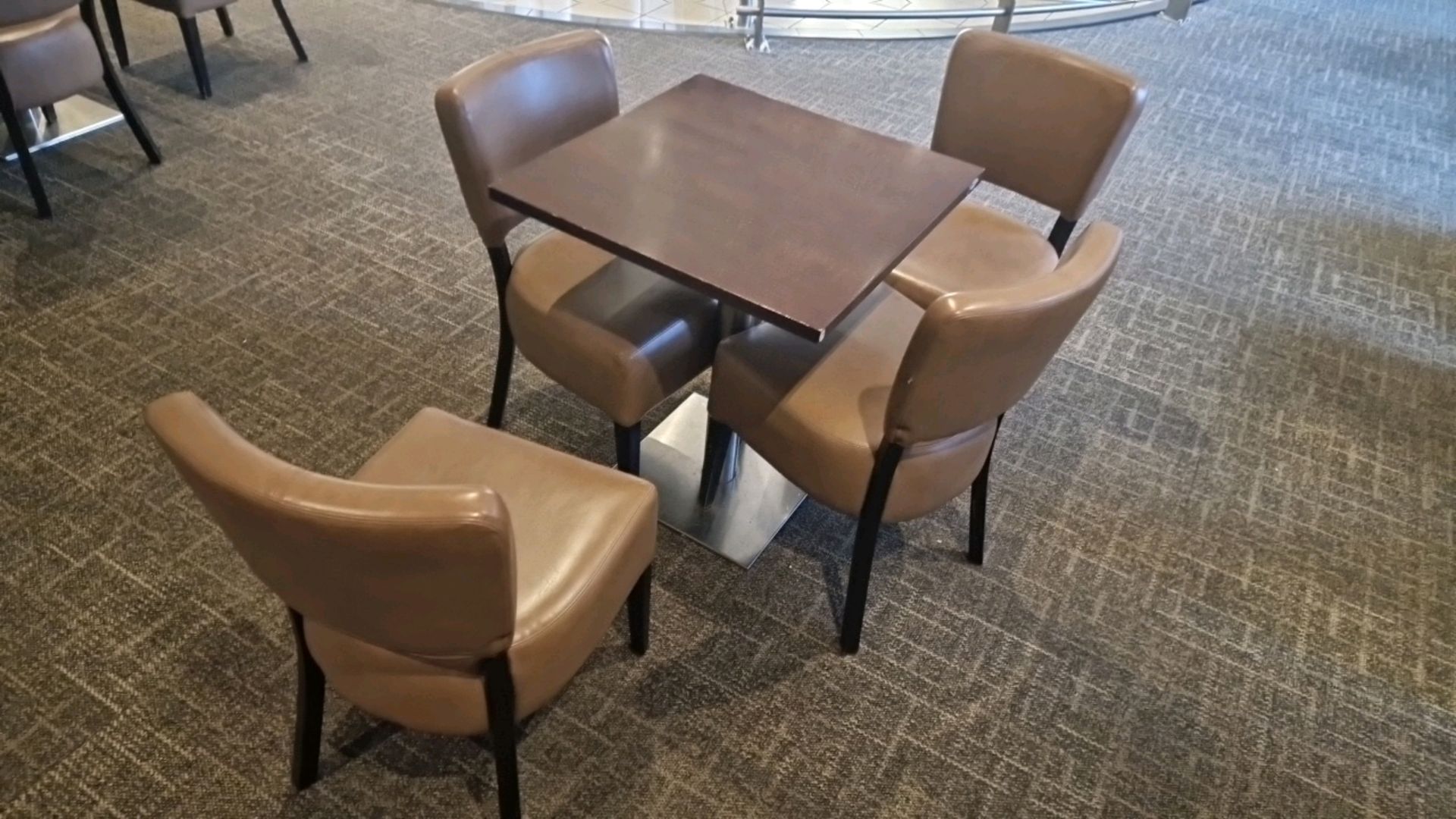 Square Table & Faux Leather Chairs x4 - Image 2 of 2