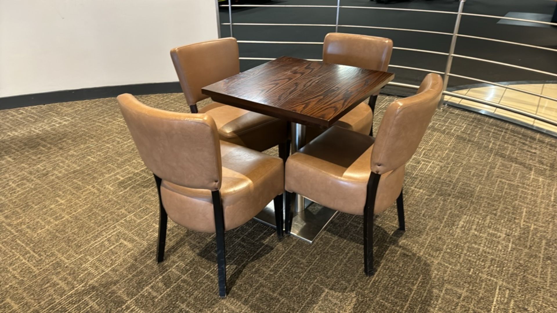 Square Table & Faux Leather Chairs x4 - Image 2 of 3