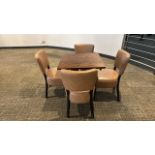 Square Table & Faux Leather Chairs x4