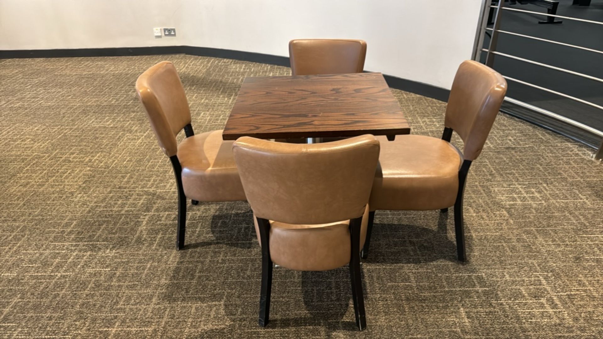 Square Table & Faux Leather Chairs x4