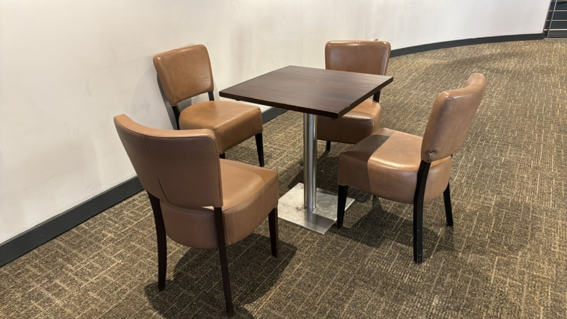 Square Table & Faux Leather Chairs x4 - Image 3 of 3