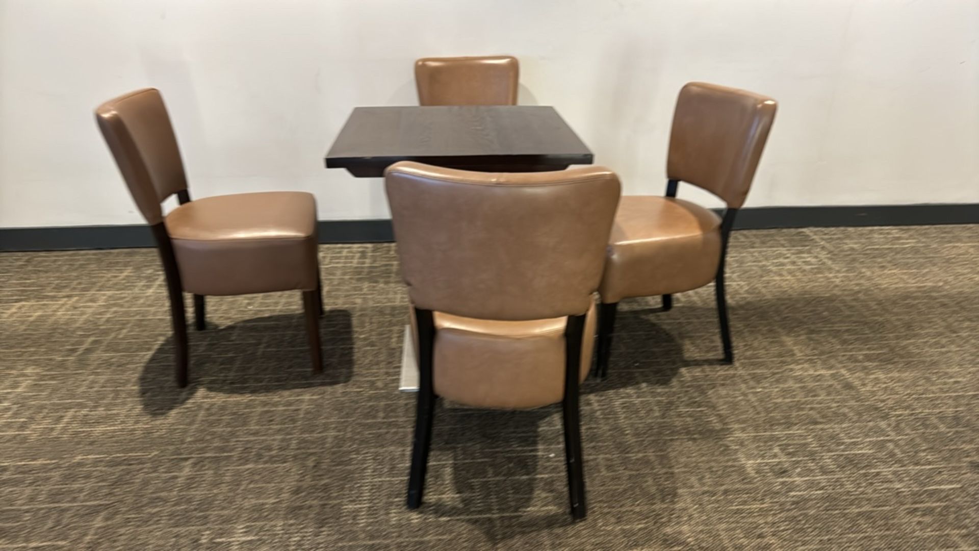 Square Table & Faux Leather Chairs x4 - Image 2 of 3