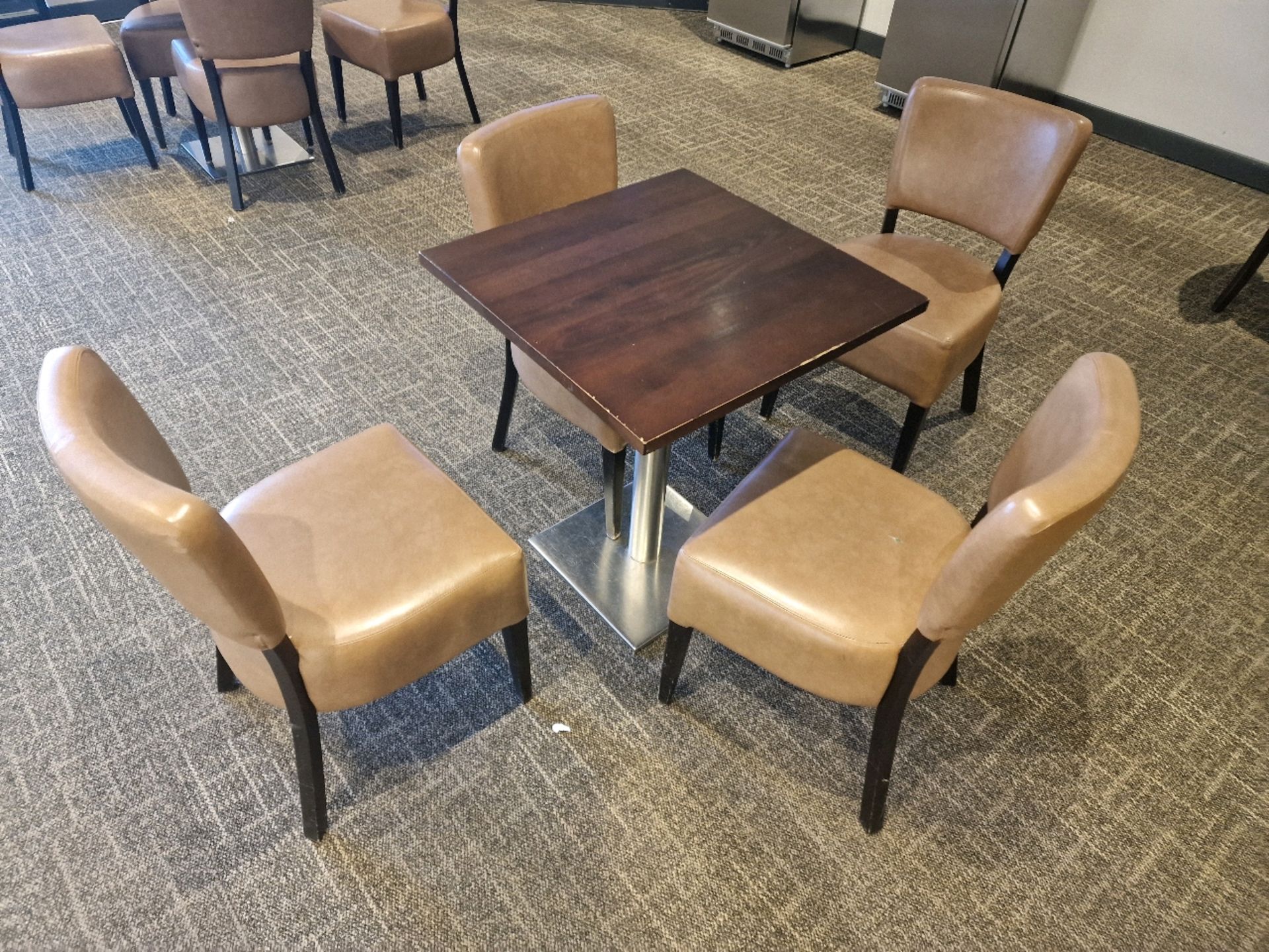 Square Table & Faux Leather Chairs x4