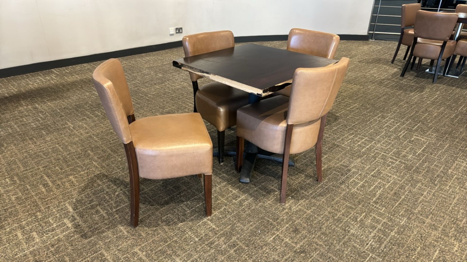 Square Table & Faux Leather Chairs x4 - Image 3 of 3