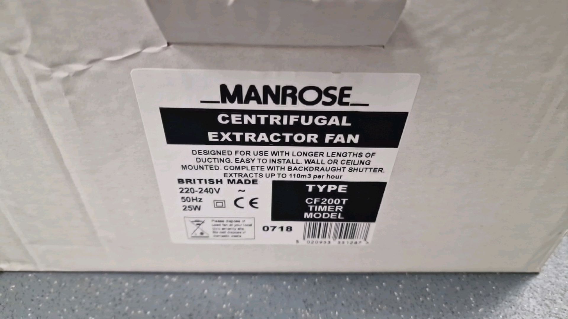 Manrose Centrifugal Extractor Fan - Image 3 of 4